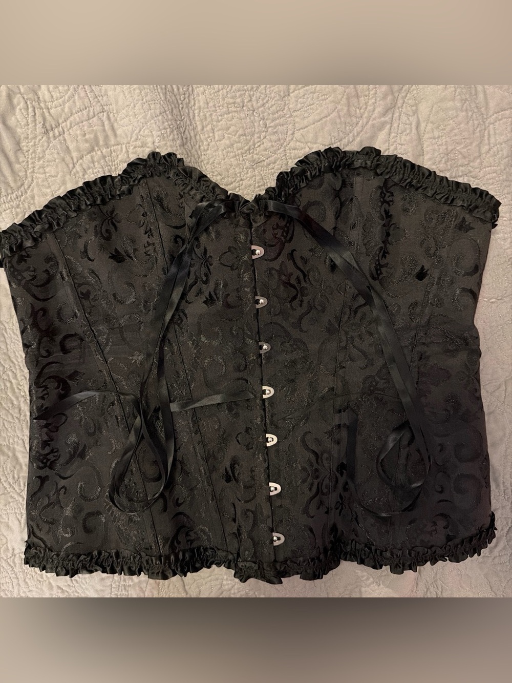 Black Brocade Strapless Corset Top - (Brand)